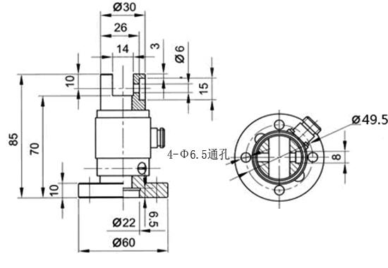 靜態扭矩傳感器CAZF-T60尺寸圖 靜態扭矩傳感器CAZF-T60尺寸圖