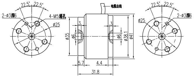 靜態扭矩傳感器扭力傳感器CAZF-T41外形尺寸圖