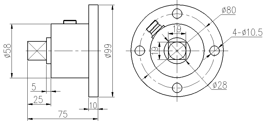 靜態扭矩傳感器扭力傳感器CAZF-T99外形尺寸圖 靜態扭矩傳感器扭力傳感器CAZF-T99外形尺寸圖