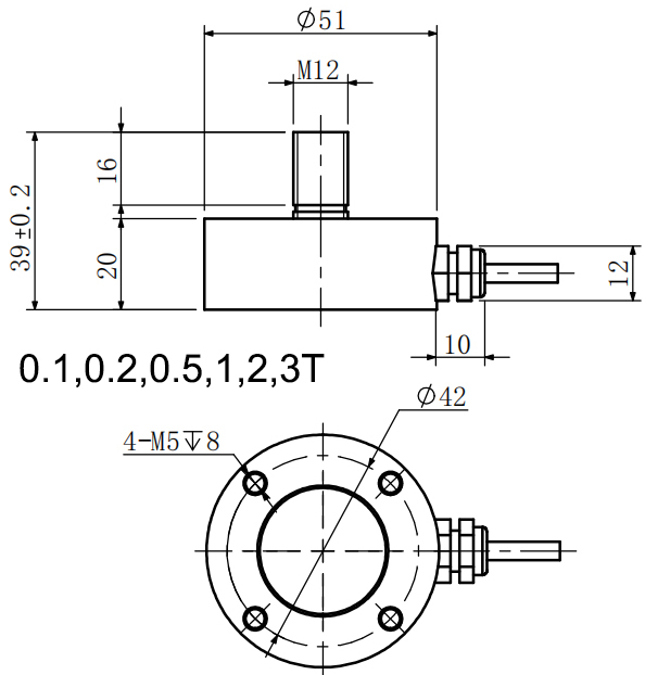 拉壓力傳感器CAZF-LY51A尺寸圖1 拉壓力傳感器CAZF-LY51A尺寸圖1