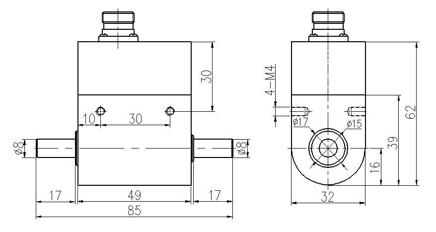 動(dòng)態(tài)扭矩傳感器CAZF-TD85外形尺寸圖