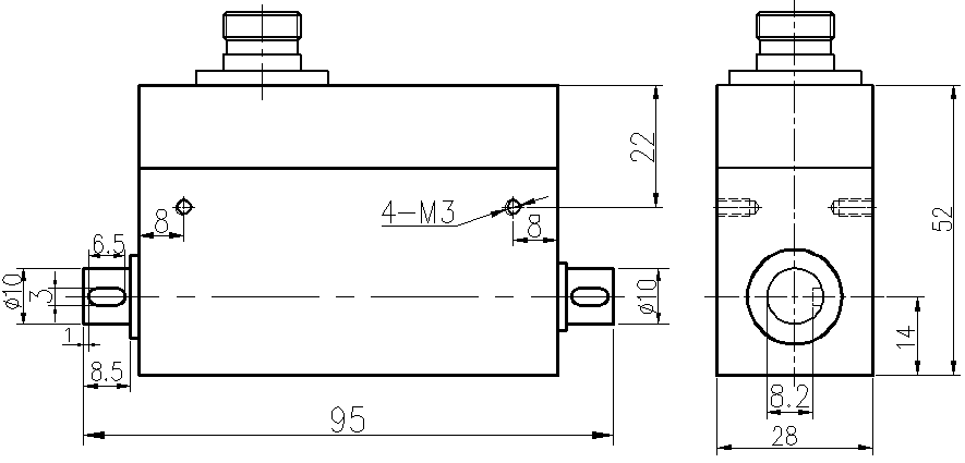 動態扭矩傳感器CAZF-TD95外形尺寸圖