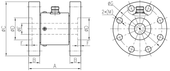 靜態(tài)扭矩傳感器CAZF-T98外形尺寸圖