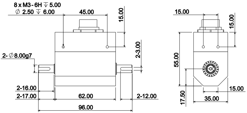 動(dòng)態(tài)扭矩傳感器CAZF-TD96外形尺寸