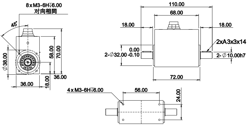 動態(tài)扭矩傳感器CAZF-TD110外形尺寸 動態(tài)扭矩傳感器CAZF-TD110外形尺寸