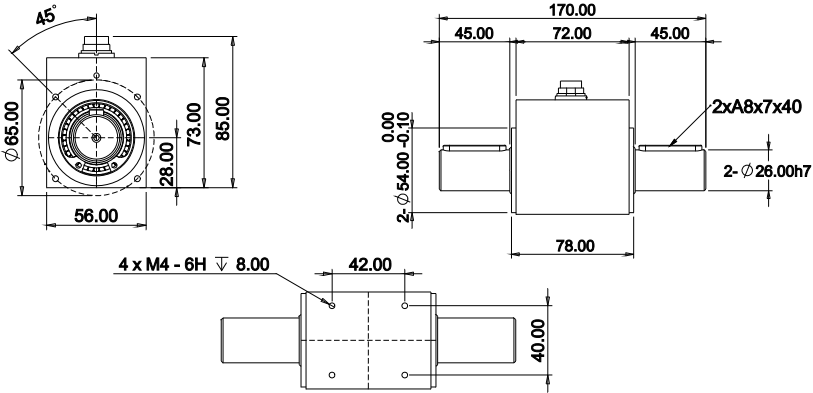 動態扭矩傳感器CAZF-TD170外形尺寸